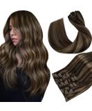 Buy Hetto Clip-In Extensions | Real Remy Hair Smooth Brown Highlights 35 cm 120g - Best Quality International Shipping - Buy Online on GoSupps.com