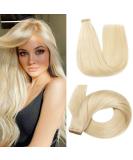 Buy Hotlulana Platinum Blonde Tape Extensions | Real Hair 14 Inch 40pcs 80g | Invisible Remy Skin Weft Best Quality #60 - Buy Online on GoSupps.com