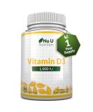 Vitamin D3 1000IU Softgels - 1 Year Supply - High Absorption Cholecalciferol Capsules by Nu U Nutrition - Buy Online on GoSupps.com