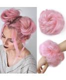 Messy Hair Bun Hair Scrunchies Extension Curly Wavy Thick Synthetic Chignon for women Updo Hairpiece Ponytail Hair Accessories Light Pink - Buy Online on GoSupps.com
