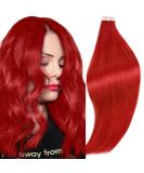 RUNATURE 22 Inch Red Human Hair Tape in Extensions - Real Human Hair, Straight, 25g - Buy Online on GoSupps.com