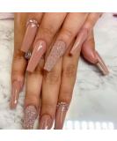 BABALAL Long Coffin Glossy Press on Nails - Nude Shiny False Nails for Women/Girls - Buy Online on GoSupps.com
