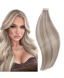 RUNATURE Blonde Highlight Grey Tape in Hair Extensions 22 Inch - 50g, 1-Tape #19AP60 - Buy Online on GoSupps.com
