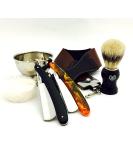 ZEVA Dark Wood Handle Straight Razor Set with Leather Strop - Premium Men s Cut Throat Shaving Kit in Gift Box | International Shipping Available - Buy Online on GoSupps.com