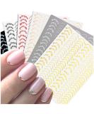Dornail 6 Sheet Metallic Nail Stickers - Self-Adhesive Gold, Silver, Rose Gold Curve Stripes for Nail Designs and Art Decorations - Buy Online on GoSupps.com