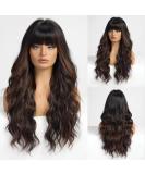 Emmor Black-Brown Highlight Wig with Ponytail | Curly Synthetic Women's Wig - Long & Heat-Resistant for Everyday Use - Buy Online on GoSupps.com