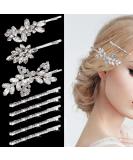 8-Piece Rhinestone Bridal Hair Clips - Crystal Leaf Wedding Pins for Brides & Bridesmaids - Buy Online on GoSupps.com