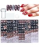 6pcs Stainless Steel Nail Stamping Plates Kit with Stamper and Scraper - Retro Floral Designs for Women's Fashion Art - Buy Online on GoSupps.com