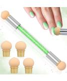Greoer Nail Art Sponge Brush Applicator with 4 Replacement Heads - Ombre Sponge Nail Design Tool for UV Gel and False Nails - Green - Buy Online on GoSupps.com