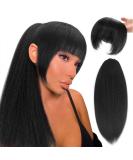 Allyreetress Yaki Drawstring Ponytail with Bangs - Long Yaki Straight Ponytail Extension for Black Women Synthetic Hairpiece Clip in Ponytails Extension for Daily Party Use (black) 20 inches with bangs black - Buy Online on GoSupps.com