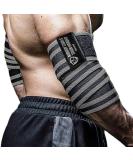 TAVIEW Elbow Bandages for Weightlifting - 120cm Elastic Compression Straps for Powerlifting Fitness & Gym Workouts - Gray & Black - Buy Online on GoSupps.com