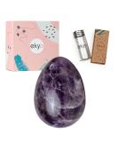 Yoni Egg Amethyst Stone (4x3 cm) - Drilled with Uncharged Cord Instructions & Cleaning Brush | Pelvic Floor Training for Women - Yoni Egg Lila - Buy Online on GoSupps.com