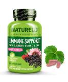 NATURELO Immune Support with Vitamin C, Elderberry, Zinc, Echinacea - 60 Vegan Capsules | Natural Immunity Boost and Antioxidant Defense - Buy Online on GoSupps.com
