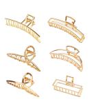 6-Pack Gold Metal Hair Clips for Women | Slipproof Large Claw Clips for Thick & Thin Hair | Strong Hold Crescent Hair Accessories - Buy Online on GoSupps.com