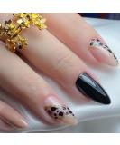 Shop Justotry 24-Piece Leopard Stiletto & Black French Press-On Nails | Glitter Almond Art | Medium Acrylic Fingernails for Women - Buy Online on GoSupps.com