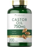 Castor Oil 750mg Softgels - 200 Pills | Non-GMO & Gluten-Free Herbal Supplement by Carlyle - Buy Online on GoSupps.com