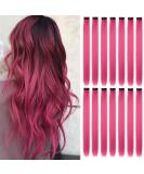 16Pcs 22 Inch Colored Clip in Hair Extensions - Heat-Resistant Synthetic Hairpieces for Women & Girls - Rose Red Highlights for Party Hair Decor - Buy Online on GoSupps.com