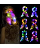 Neon Light Up Bow Scrunchies 6 Pack - Glow in the Dark Hair Accessories for Girls and Women - Perfect for Raves, Parties, Birthdays - Pattern 1 - Buy Online on GoSupps.com