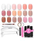 Lavender Violets 19 Pcs Gel Nail Kit with UV Lamp - Spring Jelly Pink Nude Shellac Colors - Base Coat, Matte Top Coat, Nail File, Sticker - Starter Kit (964D Jelly Pink) - Buy Online on GoSupps.com