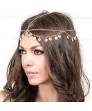 Runmi Head Chain with Zechin Tassels Bridal Headpiece Headband Festival Hair Accessories for Women Girls (Golden) - Buy Online on GoSupps.com