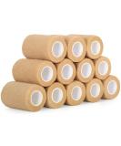 12 Rolls Self-Adhesive Cohesive Bandage 7.5cm x 4.5m for First Aid - Elastic Bandage for Finger & Hand Fixing - Pet Vet Wrap - Skin Color - Buy Online on GoSupps.com