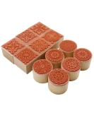 Fciqven 12Pcs Wooden Stamps Floral Pattern Rubber Stamp Round and Square Lace Wooden Rubber Stamp for Scrapbooking and DIY Craft Card - Buy Online on GoSupps.com