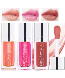 Plumping Lip Oil Set - Hydrating Gloss, Tinted Balm, Transparent Care | Big Brush, Glitter Shine, Long Lasting | Nourishing, Non-Sticky, Fresh Texture (3 Pcs) - Buy Online on GoSupps.com
