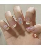 French Cute False Nails Extra Short Kids Stick on Nails with Mermaid Bubble Beads 24pcs Square Press On Nails with Glue Sweet Colour Design Funny Fake Nails for Women Girls (Sweet Heart) - Buy Online on GoSupps.com