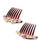 Honbay 2PCS Pearl Crystal Rhinestone Hair Side Combs - Floral Twist Hairpin Accessories for Women - Buy Online on GoSupps.com