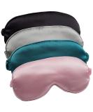 LERSVICVIL Sleep Mask 4 Pack Silk Eye Cover Soft Satin Blindfold Elastic Strap Night Eyeshade Travel Nap for Women Men Black, Silver, Pink and Dark Green - Buy Online on GoSupps.com
