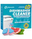 Maravello Dishwasher Cleaner & Deodorizer Tablets - Remove Limescale, Grease & Odor - 28 Count Pack for 12 Months - Grapefruit Scent - Septic Tank Safe - Buy Online on GoSupps.com