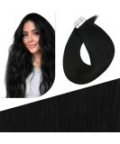 FSHINE Real Hair Tape Extensions - 60cm Black 10 Pieces 25g - Virgin Remy Straight #1 #1 Injected Tape Extensions - Buy Online on GoSupps.com