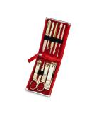 World No. 1 Three Seven 777 Travel Manicure Pedicure Grooming Kit Set - Nail Clipper (Total 9 Pcs Model: TS-970RG).. Since 1975. Made in Korea (Red Case & Gold) - Buy Online on GoSupps.com