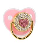 Shinning Heart Shape Baby Pacifier - Personalized Glitter Crystal Dummy | Ideal Bling Gift for Girl Baby Shower & Photography (Pink) - Buy Online on GoSupps.com