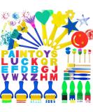 53Pcs Paint Sponges for Kids  Kids Paint Brushes Set  Washable Sponge Painting Brushes Paint Kits - Kids Paint Sponges Early Learning Sponge Paint Tools with 26 Alphabets - Buy Online on GoSupps.com