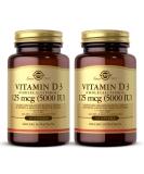 Solgar Vitamin D3 10mcg (400 IU) - 100 Softgels x 2 | Healthy Bones & Immune Support - Non-GMO, Gluten Free - Buy Online on GoSupps.com