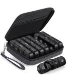 PULIV Weekly Pill Organizer - 7 Day Portable Pill Box with Stylish Bag 28 Compartments for Vitamins & Supplements - Ideal for Men - Buy Online on GoSupps.com