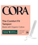 Cora Organic Super Plus Applicator Tampons - 36 Count | 100% Cotton Core | Unscented & BPA-Free | Leak Protection & Easy Insertion | Non-Toxic - Buy Online on GoSupps.com