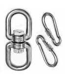 2+1 Heavy Duty 304 Stainless Steel Swivel Ring Double Ended Swivel Eye Hook with SUS304 Snap Hooks for Web Tree Swing, Therapy Swing, Aerial Dance, Swing Spinner Hanger, Reliable and Safe (M8) - Buy Online on GoSupps.com