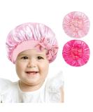 Arqumi Silk Satin Kids Bonnet 2Pcs Set - Soft Adjustable Night Cap for Children - Rose&Pink - Buy Online on GoSupps.com