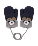 Cute Cartoon Toddlers Kids Knitted Gloves on String Winter Warm Mitten Gloves with Rope for Baby Boys Girls Thick Plush Fleece Lined Hand Warmer Full Finger Ourdoor Sport Thermal Hand Cover Navy Blue - Buy Online on GoSupps.com