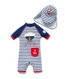 BONVERANO Baby Boys Swimsuit | Toddler Bathing Suit with UPF 50+ Sun Protection | Short-Sleeve Zipper One Piece Swimwear | 18-24 Months - Buy Online on GoSupps.com