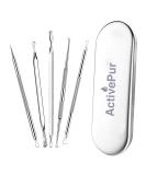 ActivePur Blackhead Remover Pimple Extractor Tool Kit - 5 Piece Set for Acne Removal and Skin Blemish Treatment - Buy Online on GoSupps.com