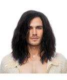 REEWES Men Wigs - Long Curly Layered Synthetic Hair Wig for Daily Use & Costumes (Black) - International Shipping Available - Buy Online on GoSupps.com