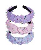 Sucrain 3 Pcs Pearl Knotted Headbands for Women Girls Colorful Jeweled Embellished Gem Faux Pearl Cross Knot Twisted Hairband Turban Headband Hair Accessories(Pink Blue Purple) Pearl headband A - Buy Online on GoSupps.com