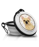 French Bulldog Brown Portable Drinking Snap & Food Bowl - Unique Travel Pet Bowl with Carabiners - Buy Online on GoSupps.com