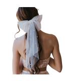 Bridal Hair Bow Veil with Pearl Barrette - Wedding & Bachelorette Party Decorations - Buy Online on GoSupps.com