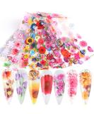 Colorful Flower Nail Foils - Nail Art Glue Transfer Decals for Acrylic Nails - 10 Sheets - Buy Online on GoSupps.com