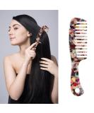 LADYAMZ Large Wide Tooth Hair Comb - Tortoise Shell Round Tooth Comb for Straight/Curly Hair - Easy Detangling Wet/Dry - Anti-Static - Multi-Colored - Buy Online on GoSupps.com