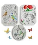 FantasyBear 3pcs Blossoms, Butterfly, and Birds Silicone Mold Set for Cake Decoration and Crafting - Buy Online on GoSupps.com